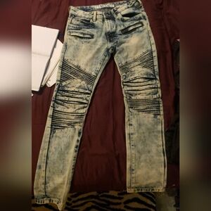 Mens trillnation jeans sz 30/30 style moto, ribbed, multi zipper